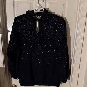 Vybes Black Rhinestone Galaxy 3XL Hoodie
